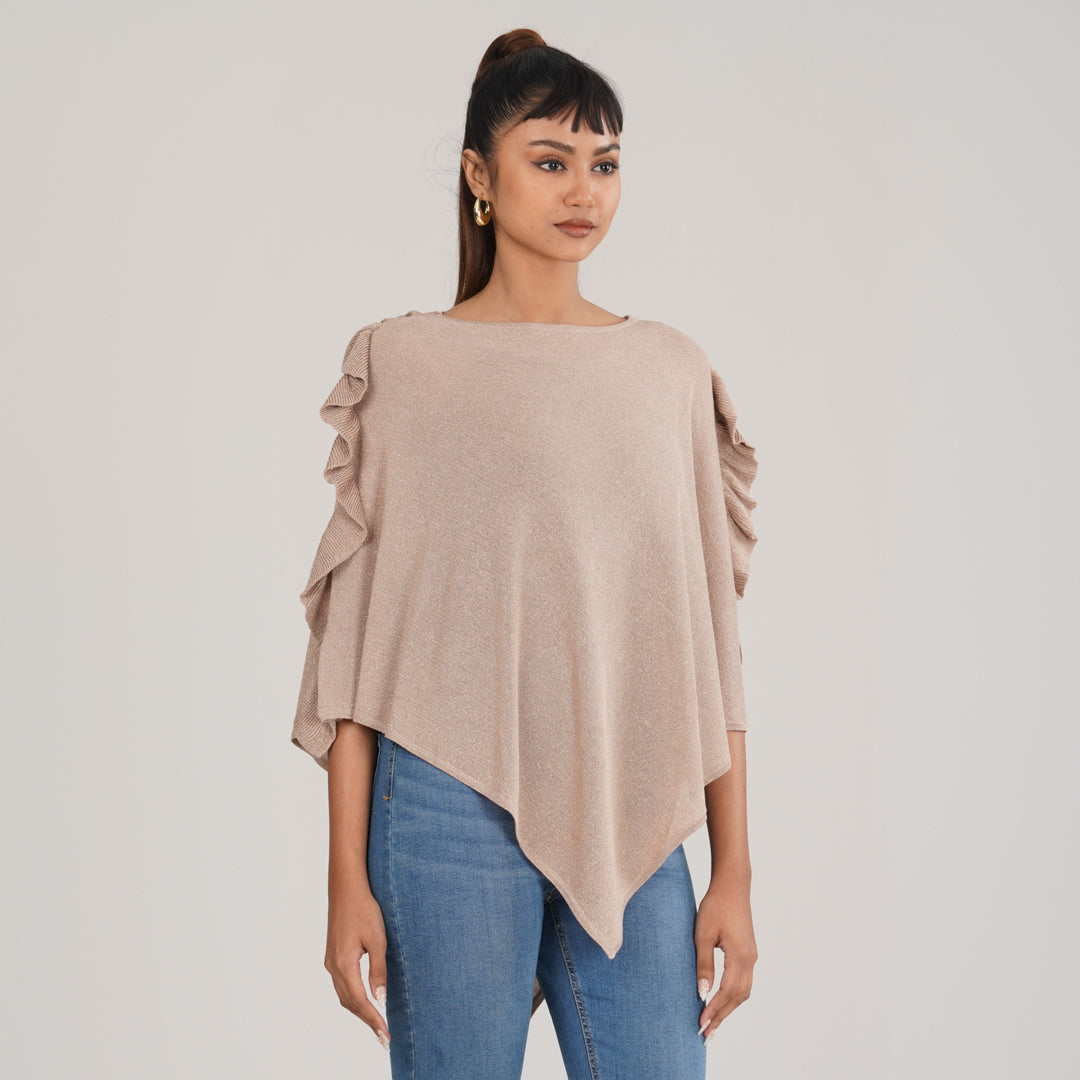 Womens Beige Poncho