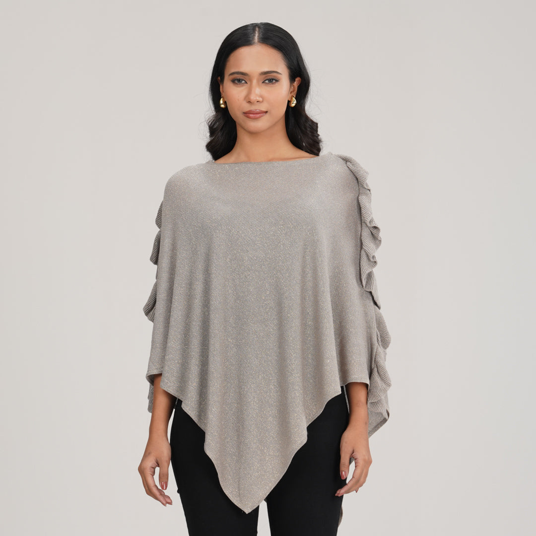 Womens Grey Poncho