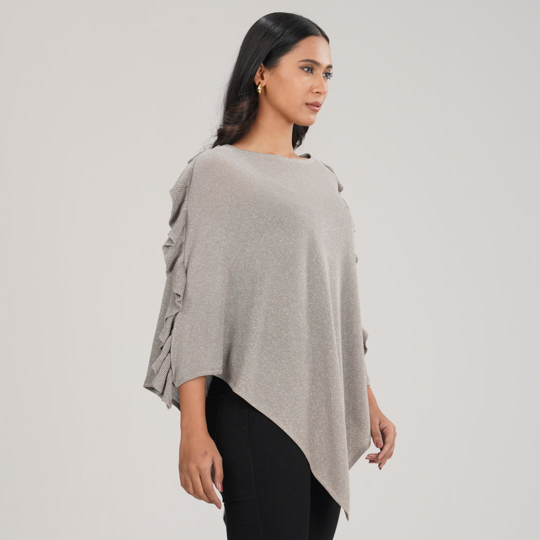 Womens Grey Poncho