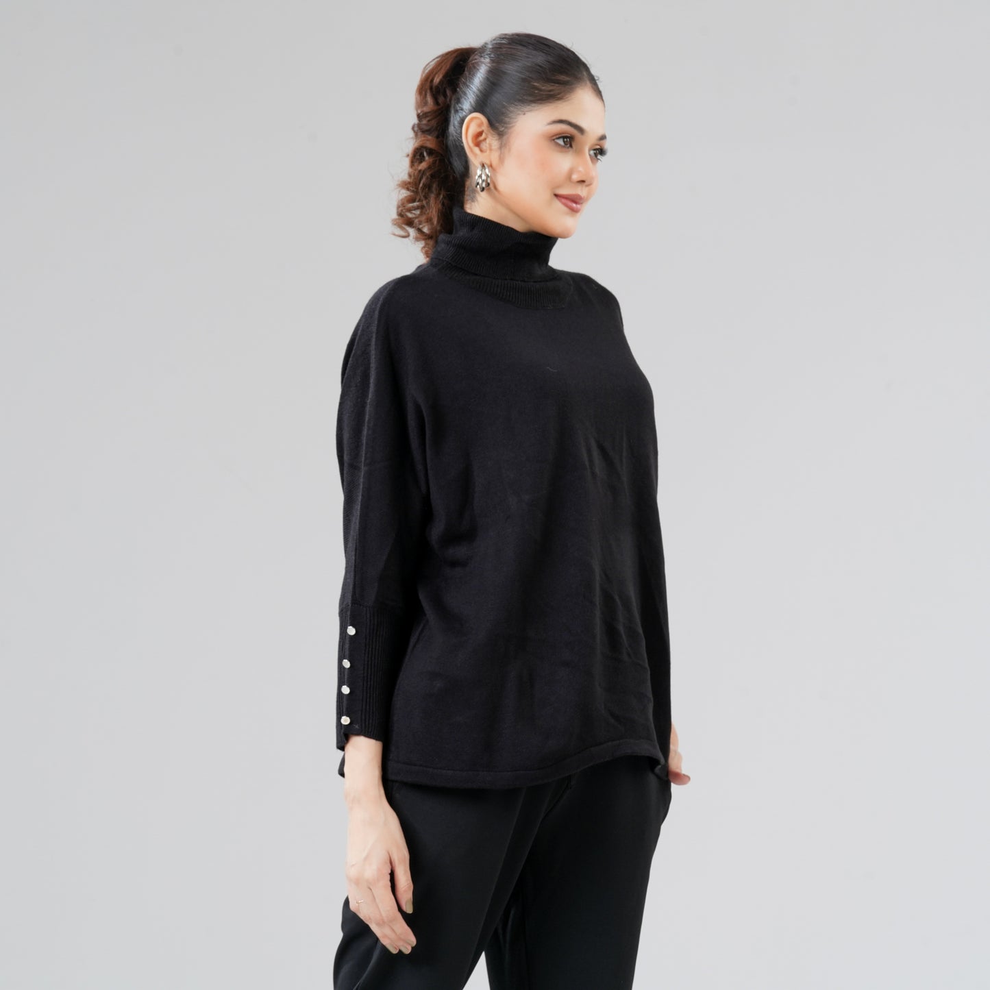 Women's Black Poncho