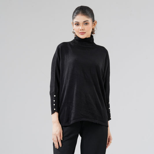 Women's Black Poncho