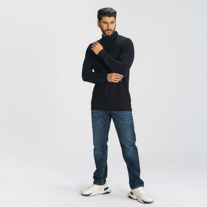 Mens Black High Neck Pullover