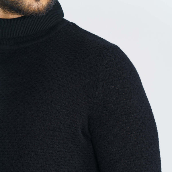 Men's Black High Neck Pullover