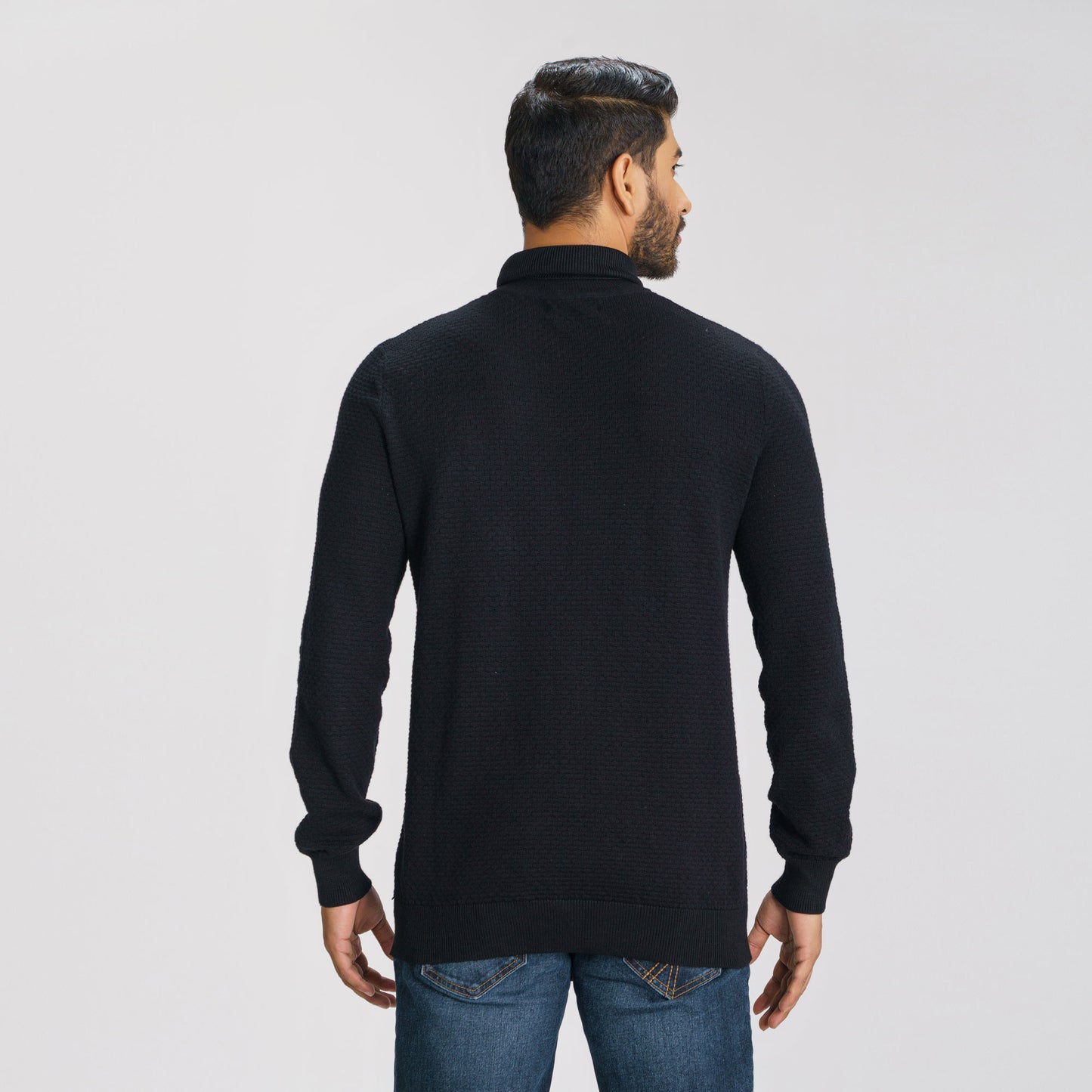 Mens Black High Neck Pullover