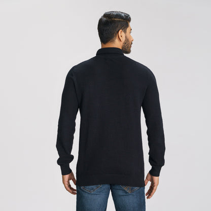 Mens Black High Neck Pullover