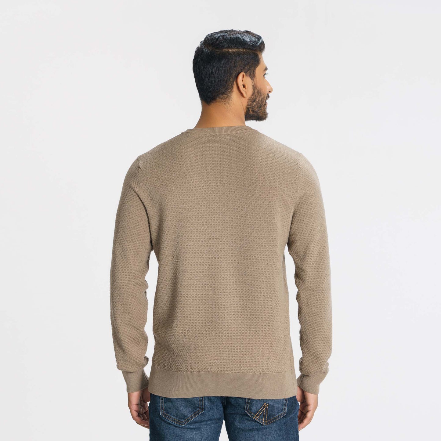 Mens Beige Knitted Pullover