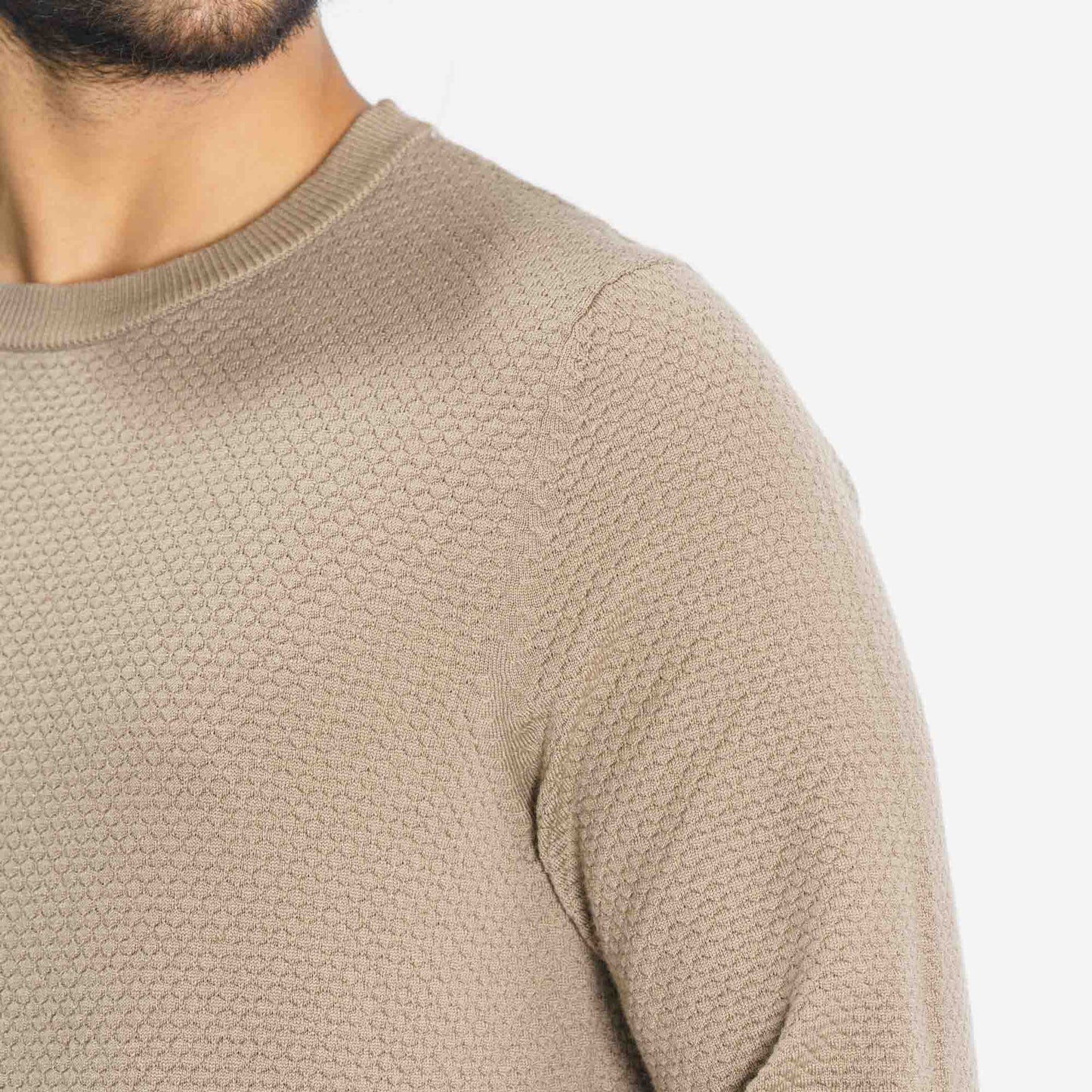 Mens Beige Knitted Pullover