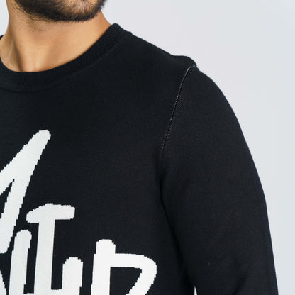 Mens Black/White Sweater Pullover