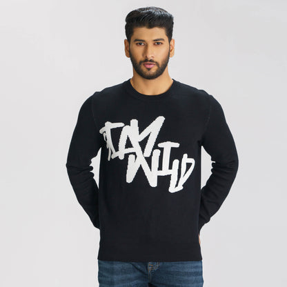 Mens Black/White Sweater Pullover
