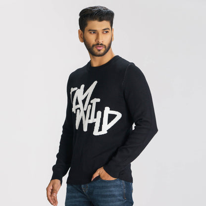 Mens Black/White Sweater Pullover