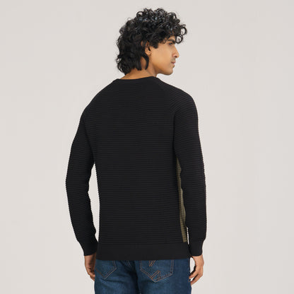 Mens Black & Olive Sweater Pullover