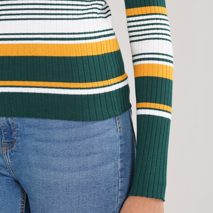Womens Green & Mustard Pullover