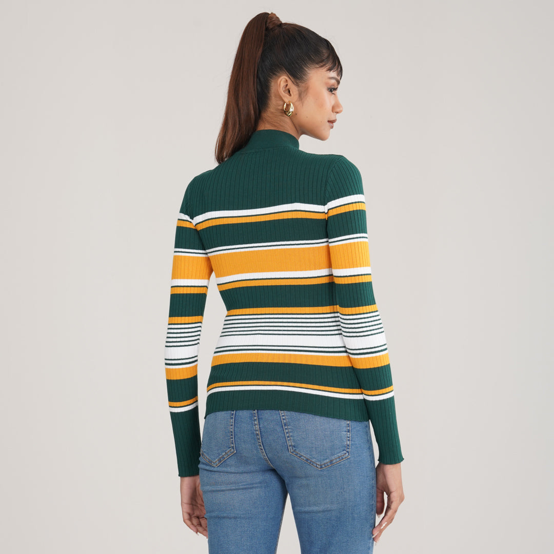 Womens Green & Mustard Pullover