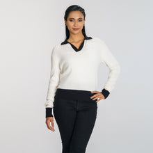 Load image into Gallery viewer, Womens Black &amp; White V-Neck Pullover
