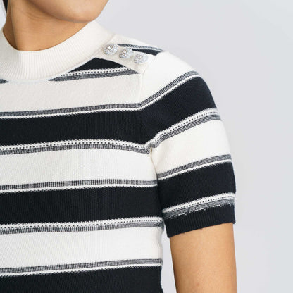 Womens Black & White Sweater