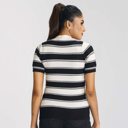 Womens Black & White Sweater