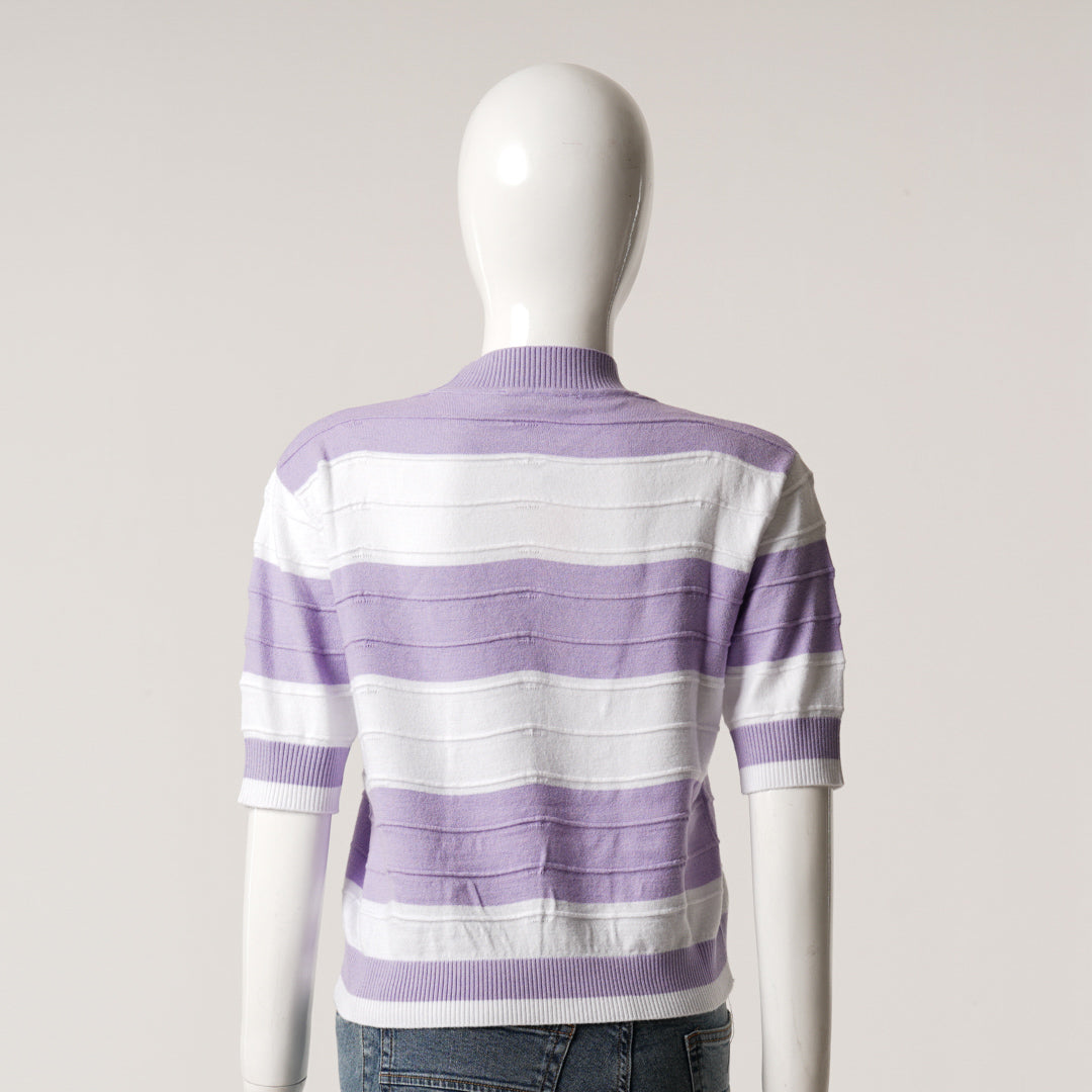 Women White & Lavender Pullover