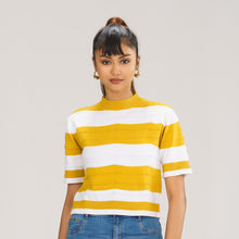 Load image into Gallery viewer, Women White &amp; Mustard Pullover
