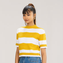 Load image into Gallery viewer, Women White &amp; Mustard Pullover
