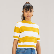 Load image into Gallery viewer, Women White &amp; Mustard Pullover
