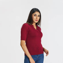 Load image into Gallery viewer, Womens Maroon Polo Sweater
