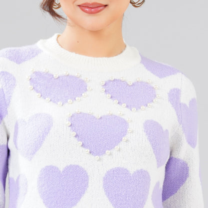Womens White & Lavender Pullover