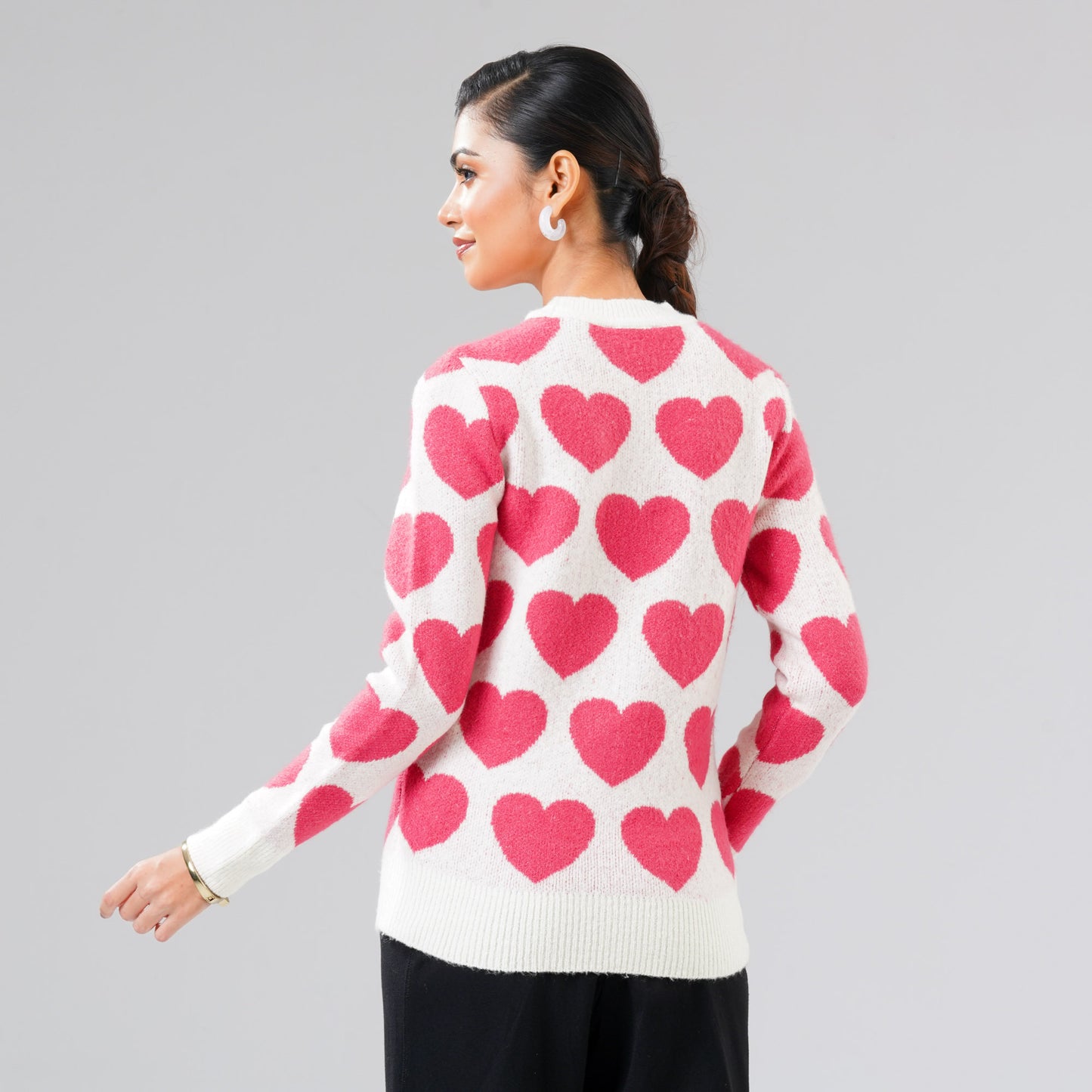 Womens White & Hot Pink Pullover