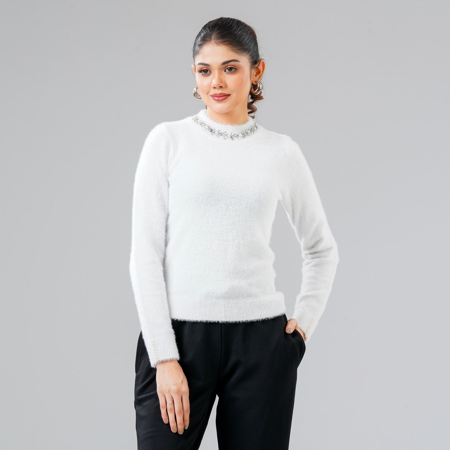 Womens White Pullover