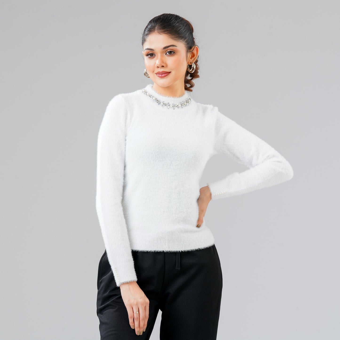 Womens White Pullover