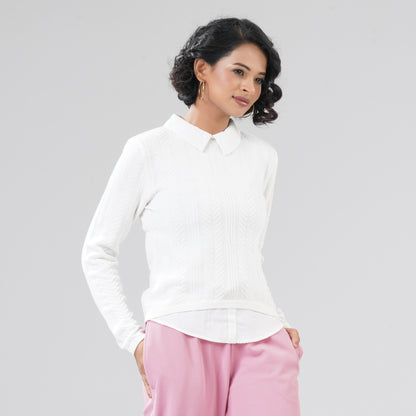 Womens White Pullover