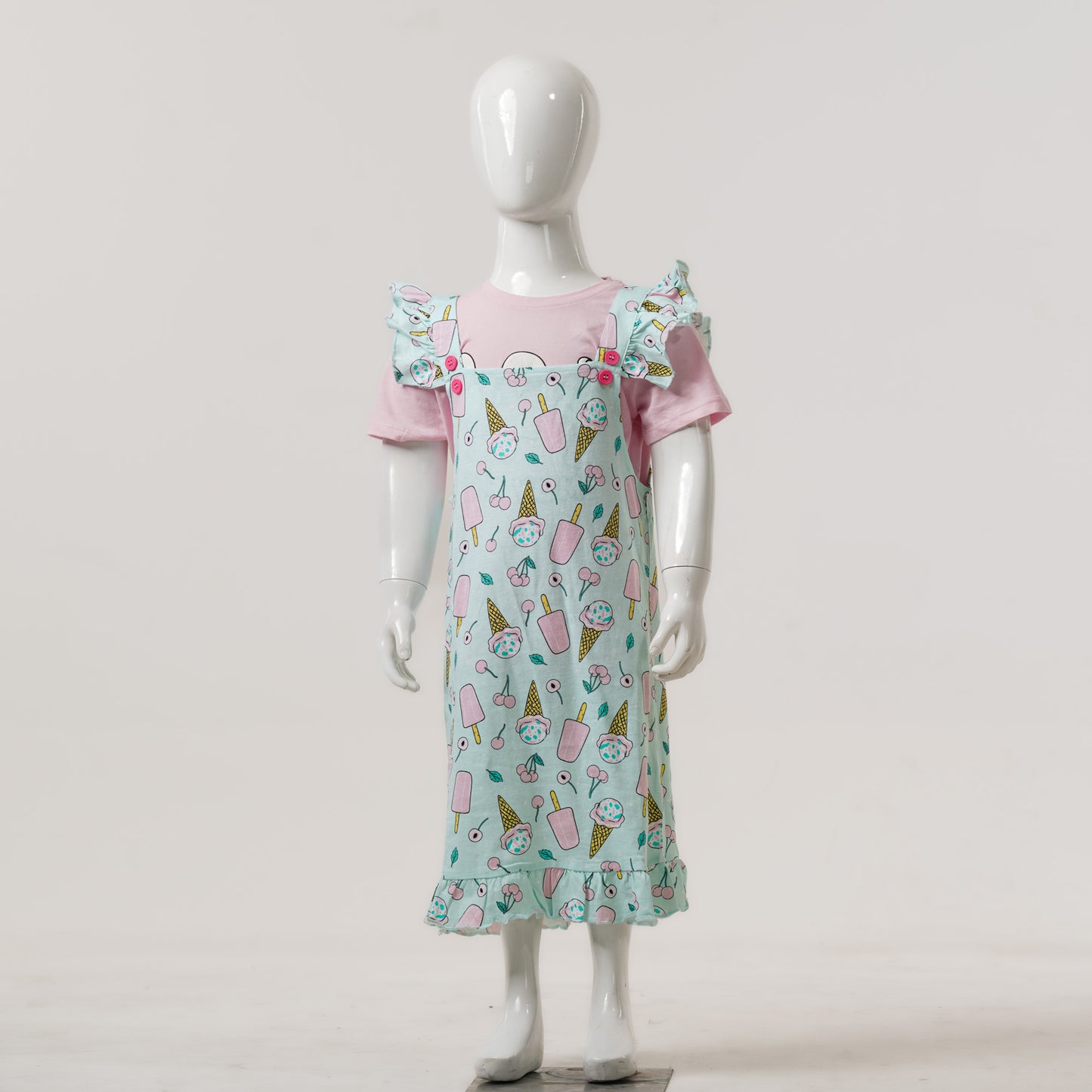 Baby Girls Pink & Aqua Romper Set