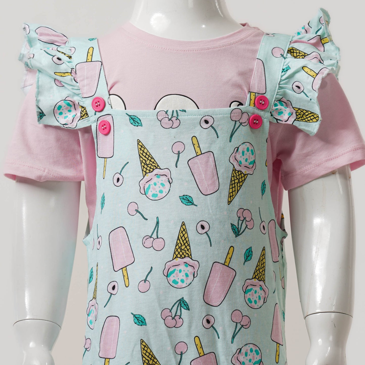 Baby Girls Pink & Aqua Romper Set