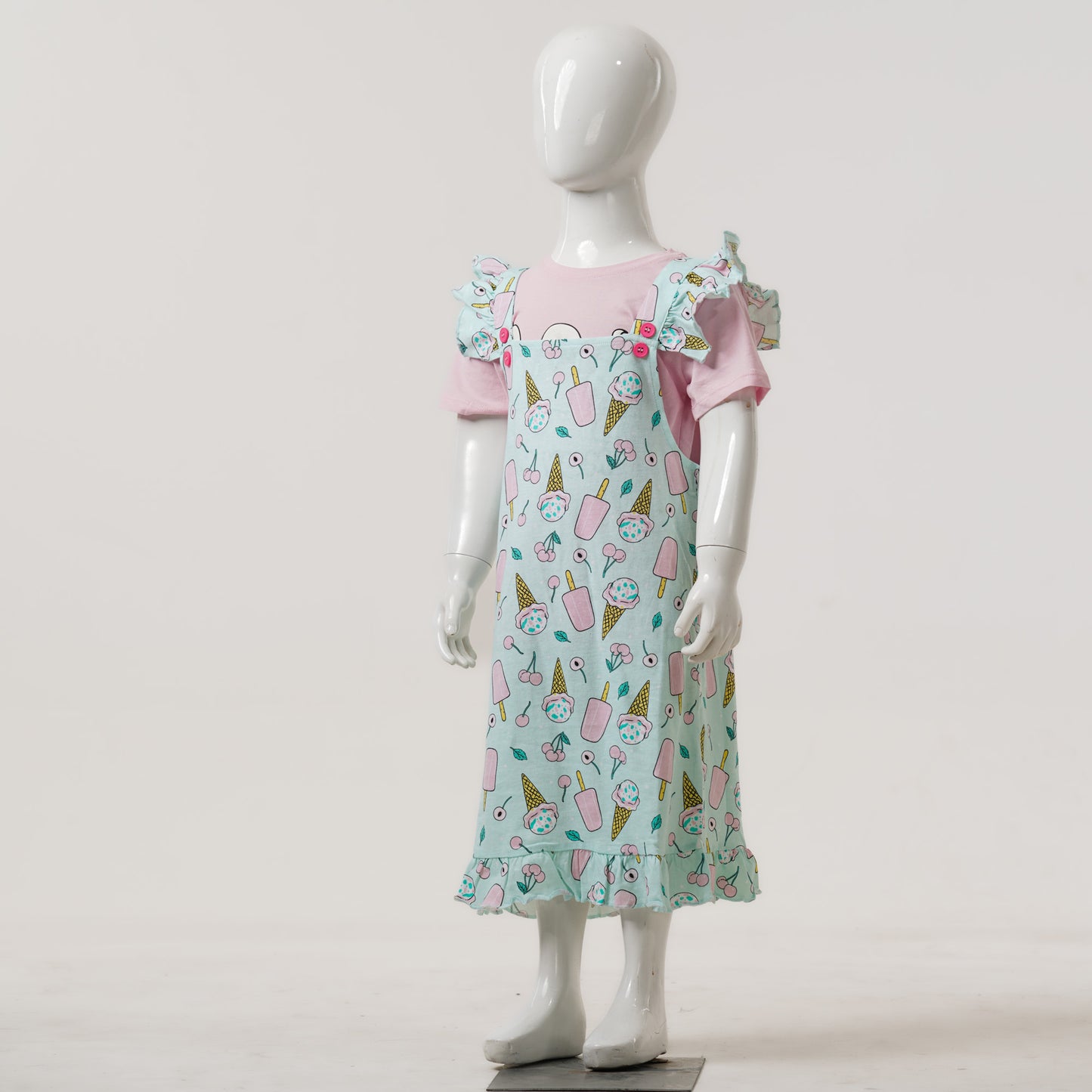 Baby Girls Pink & Aqua Romper Set