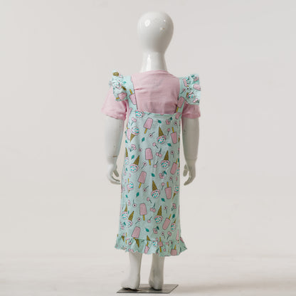 Baby Girls Pink & Aqua Romper Set