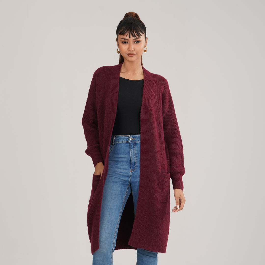 Womens Maroon Sweater Shrug