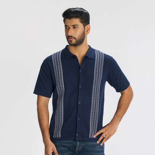 Mens Navy Sweater Shirt