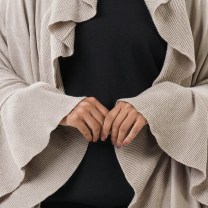 Womens Beige Ruffle Shawl
