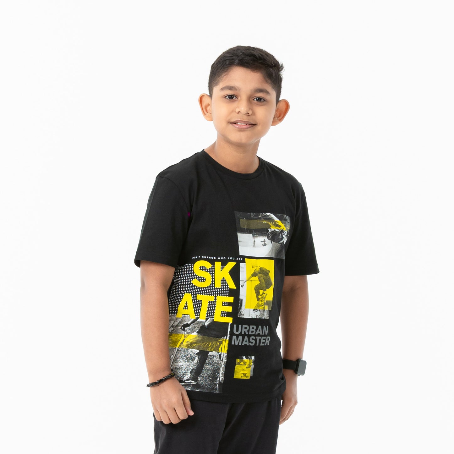 Boys Black Printed T-Shirt