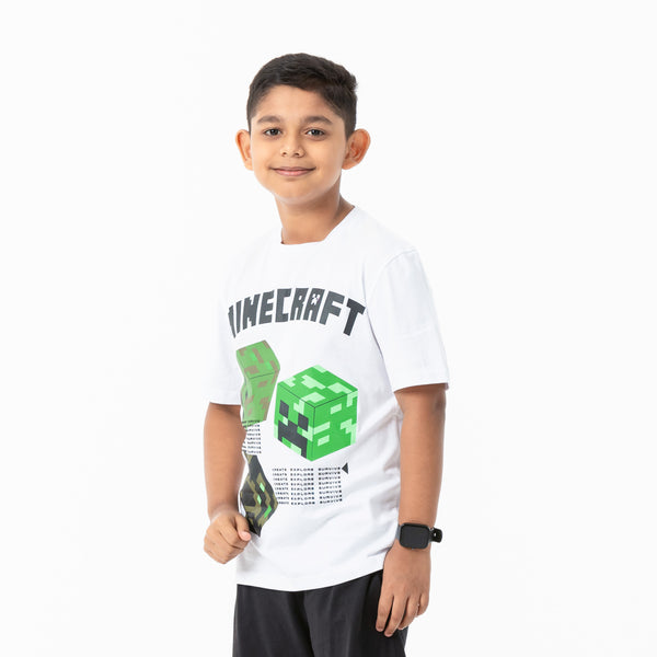 Boys White Graphic T-Shirt