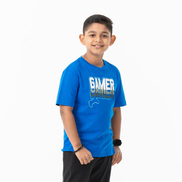 Boys Blue Printed T-Shirt