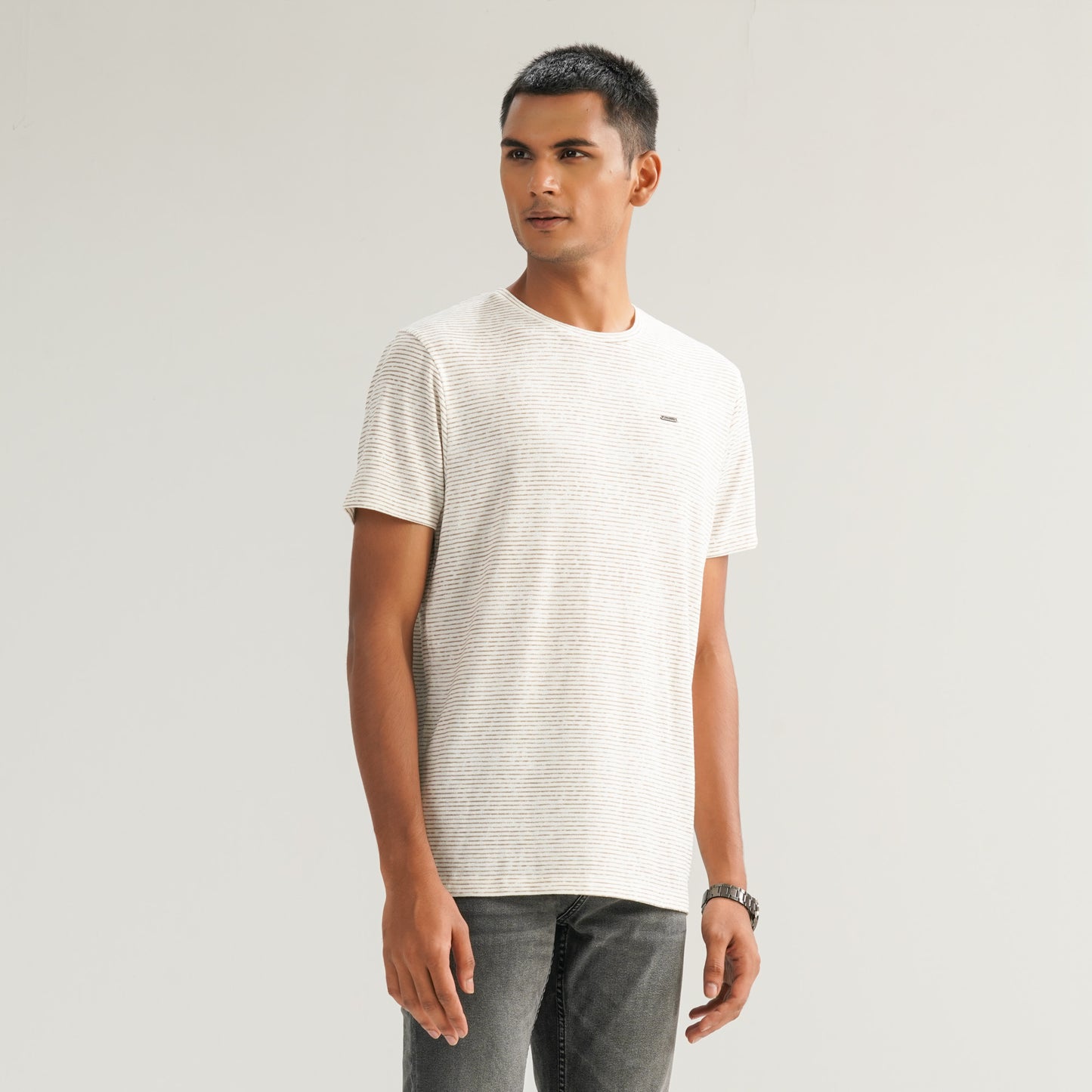 Mens White Brown T-Shirt