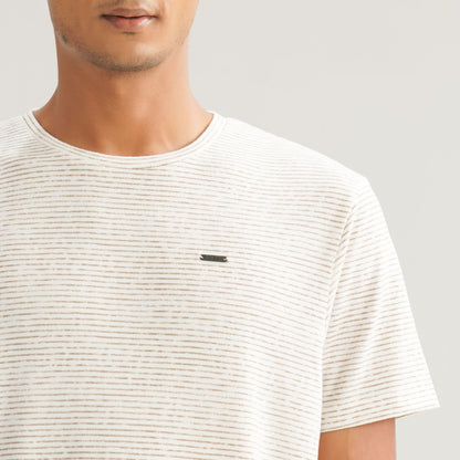 Mens White Brown T-Shirt