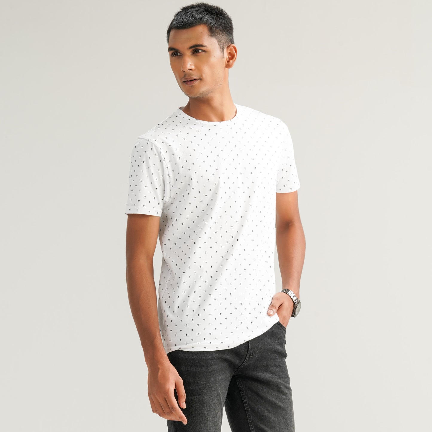Mens White & Black T-Shirt