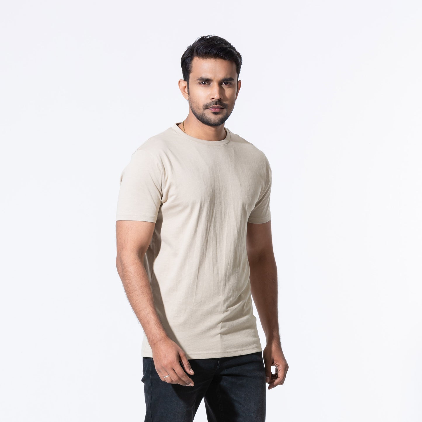 Mens Beige Basic T-Shirt