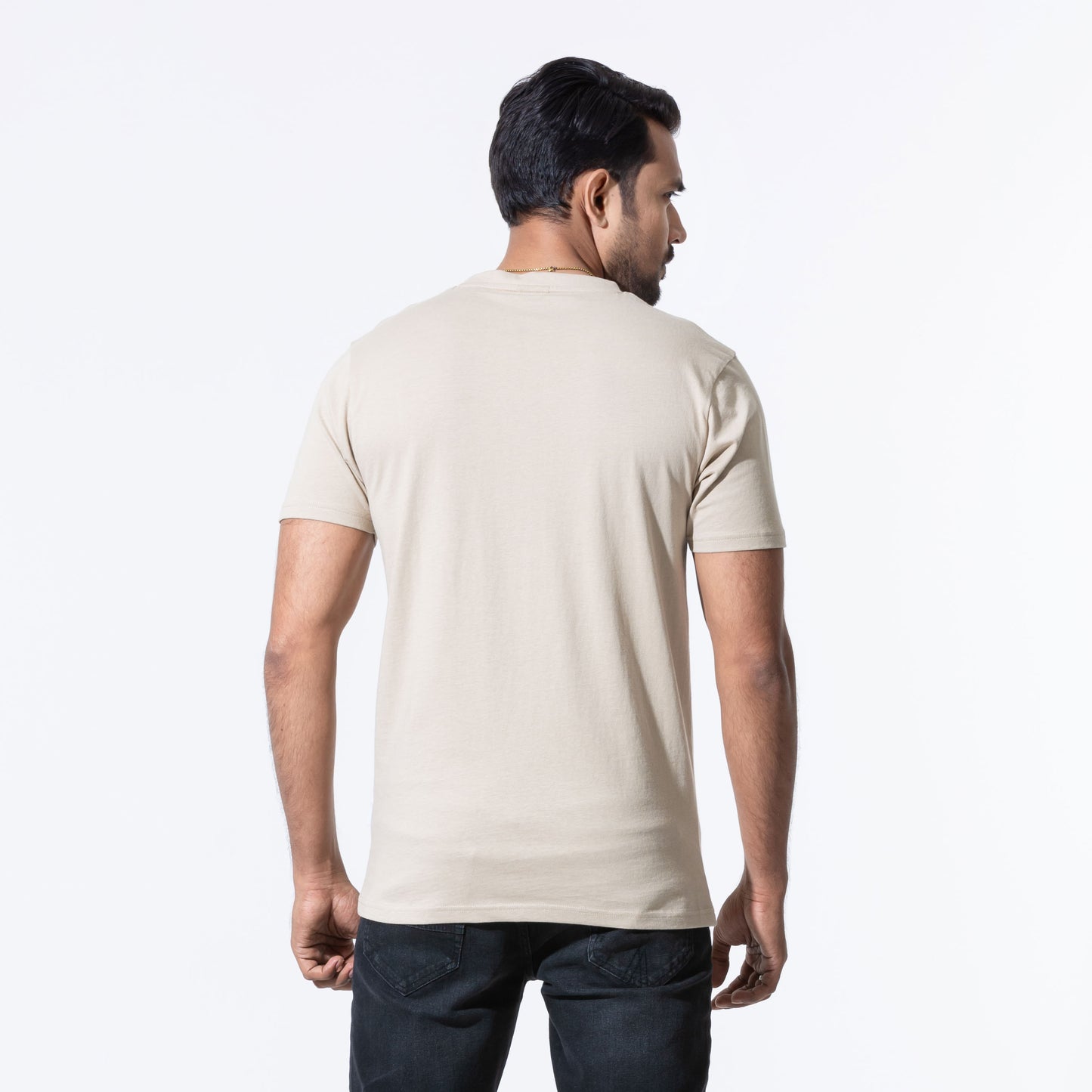 Mens Beige Basic T-Shirt