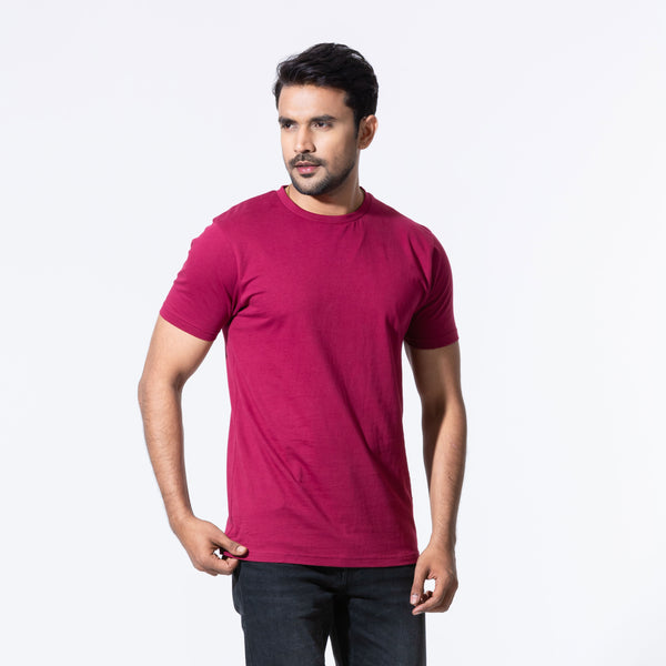 Mens Maroon Basic T-Shirt