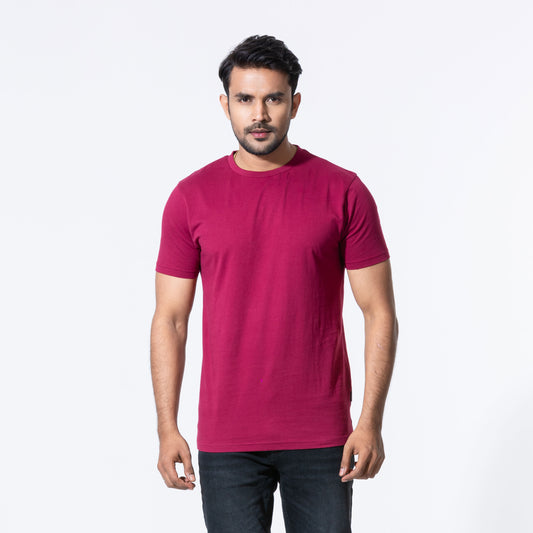 Mens Maroon Basic T-Shirt