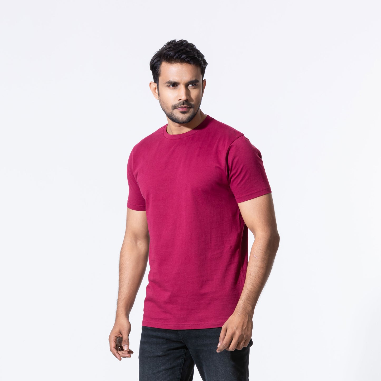 Mens Maroon Basic T-Shirt