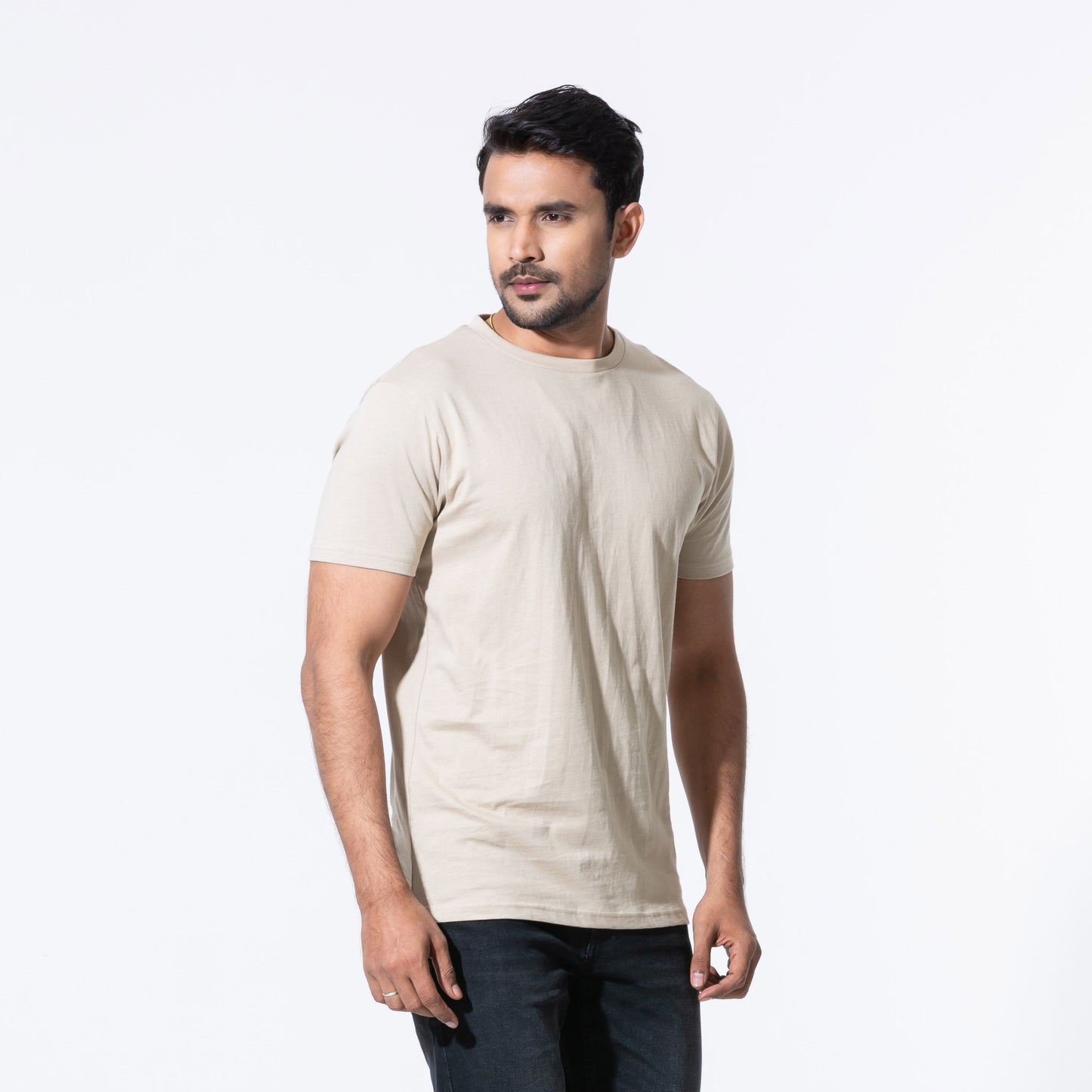 Mens Beige Basic T-Shirt