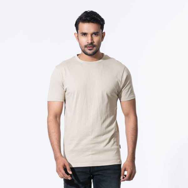 Mens Beige Basic T-Shirt